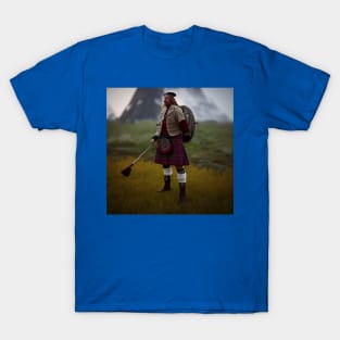 Scottish Highlander in Clan Tartan T-Shirt